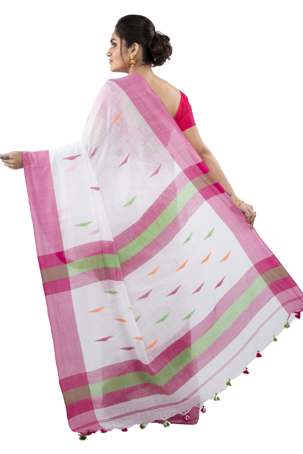 White Pure Cotton Clasic_Than Hand Loom Saree (805)